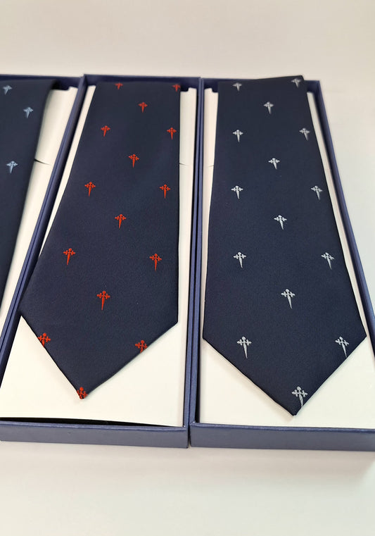 Corbata Hombre azul marino estampada cruz Santiago