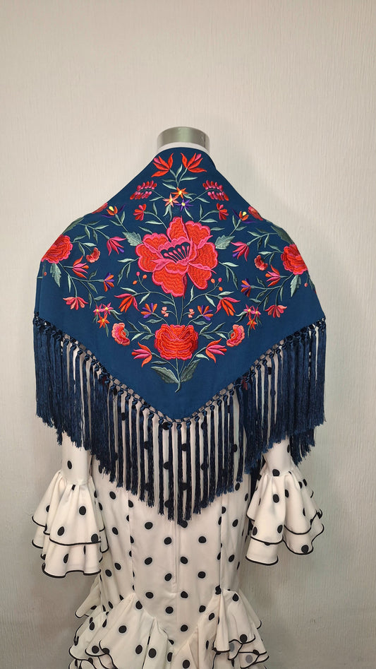 Mantoncillo flamenca azul petróleo