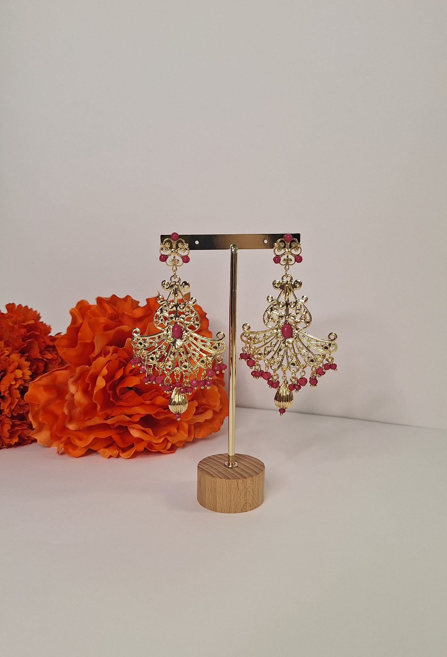 Pendiente Fandango Rosa Fucsia