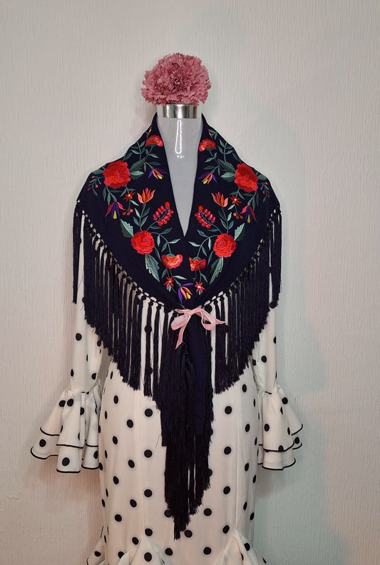 Mantoncillo Flamenca Azul Marino