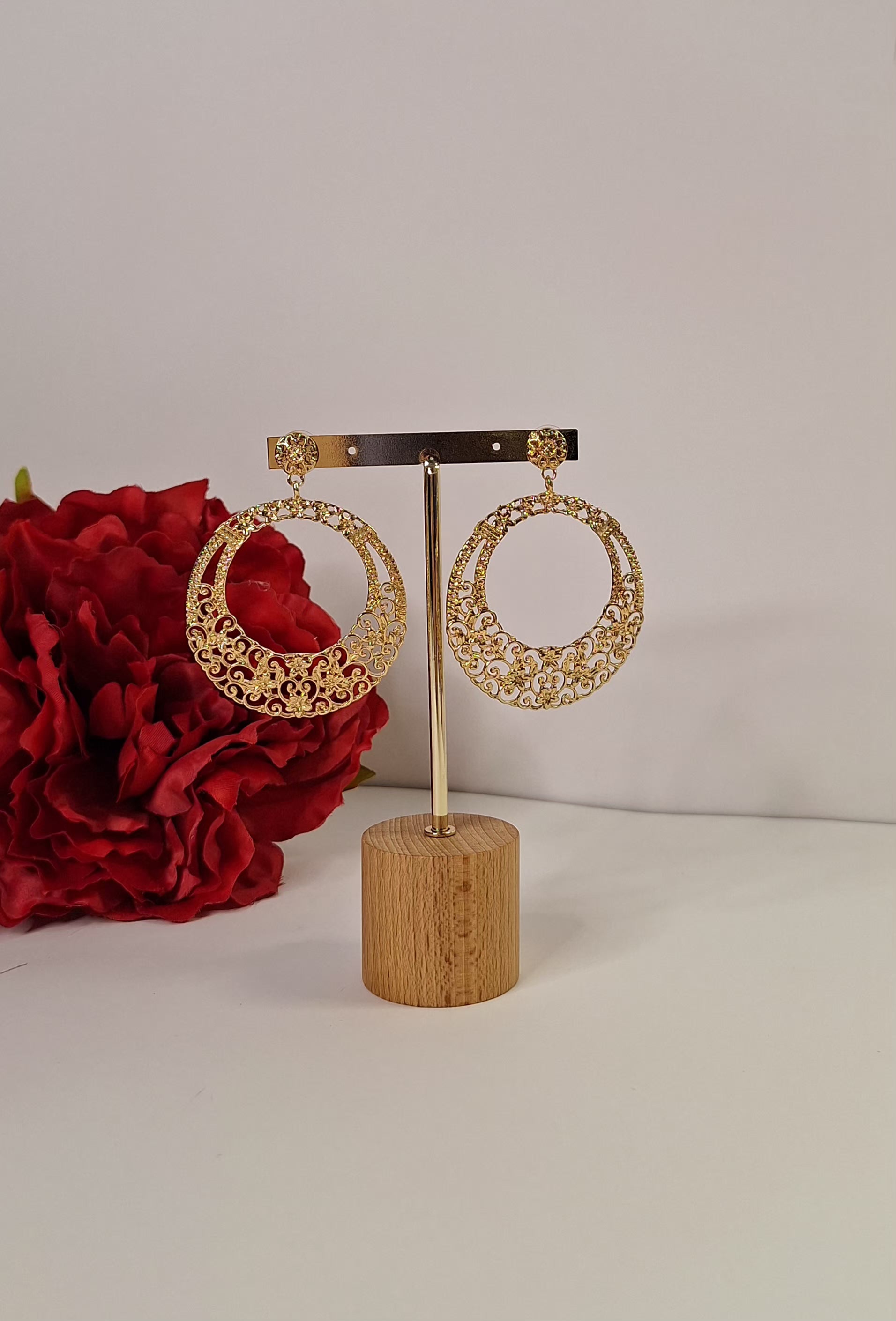 Aros dorados flamenca 