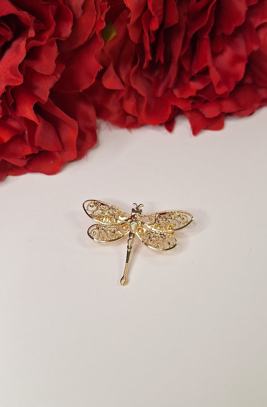 Broche Libélula dorado