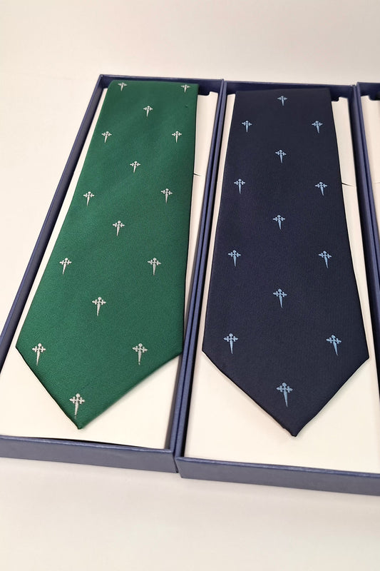 Corbata hombre verde estampada cruz Santiago 