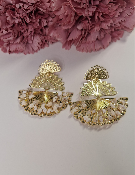 Pendientes Abanico Blancos