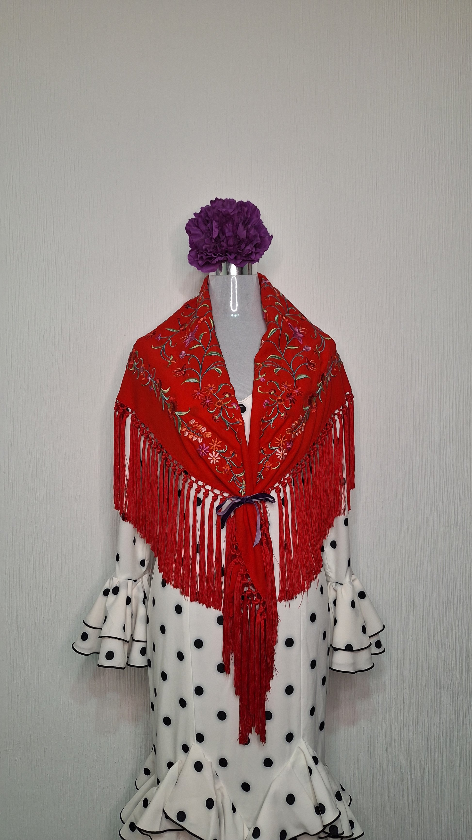 Mantoncillo de flamenca rojo