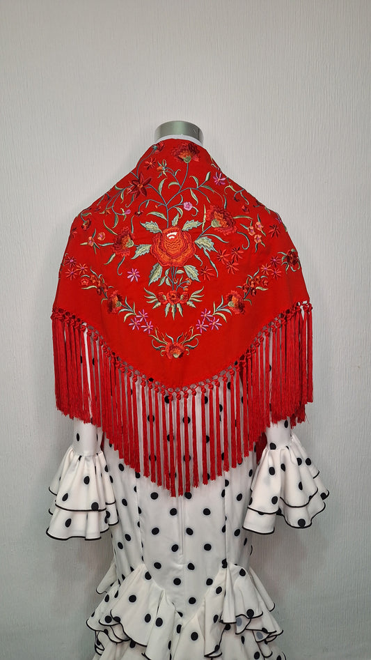 Mantoncillo rojo de flamenca 
