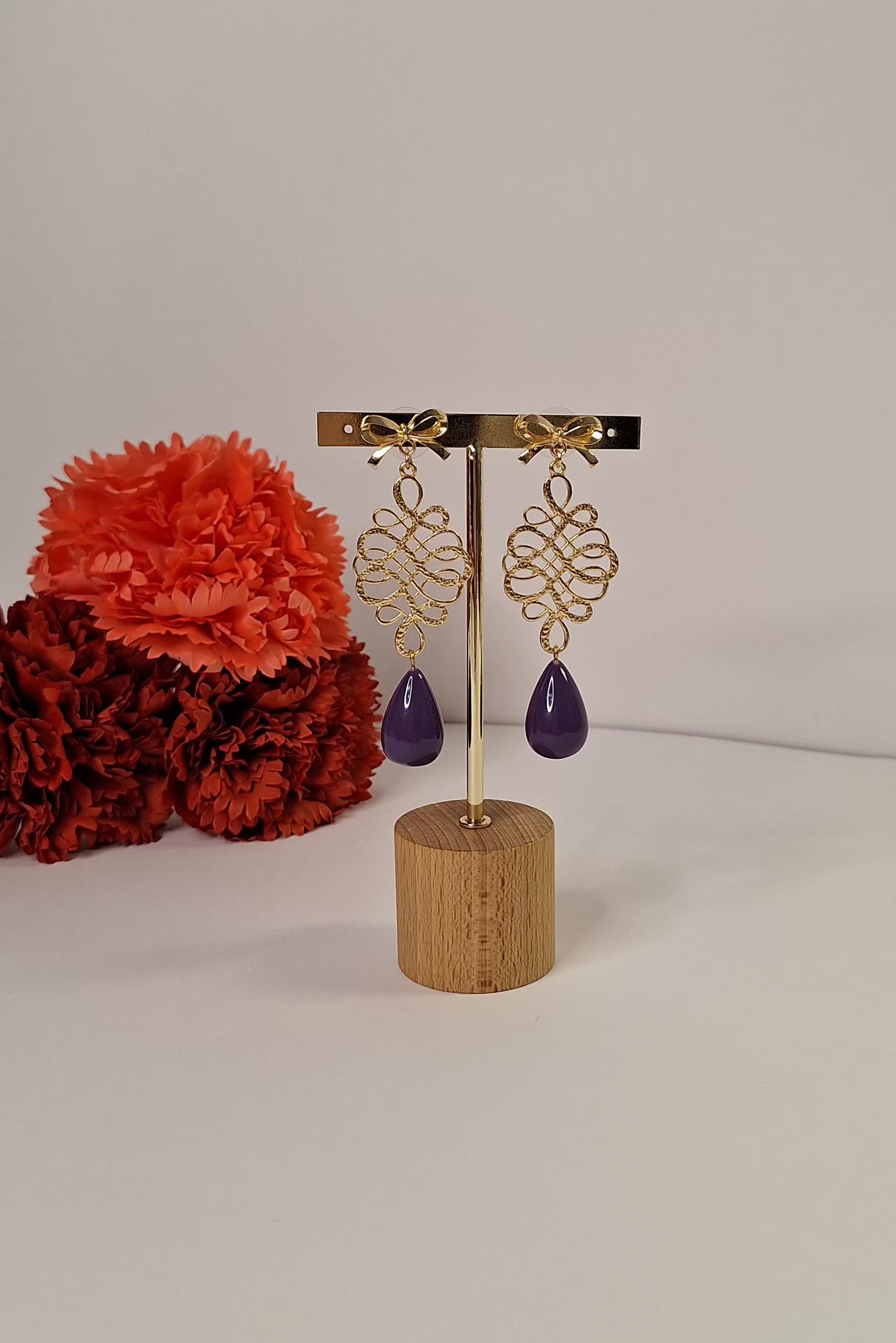 Pendiente de flamenca morado 