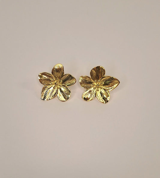 Pendientes de acero inoxidable flor
