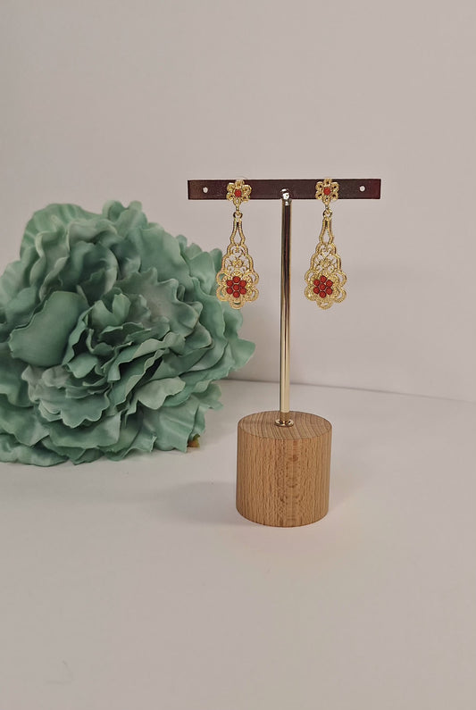 Pendientes de flamenca hueso y dorado