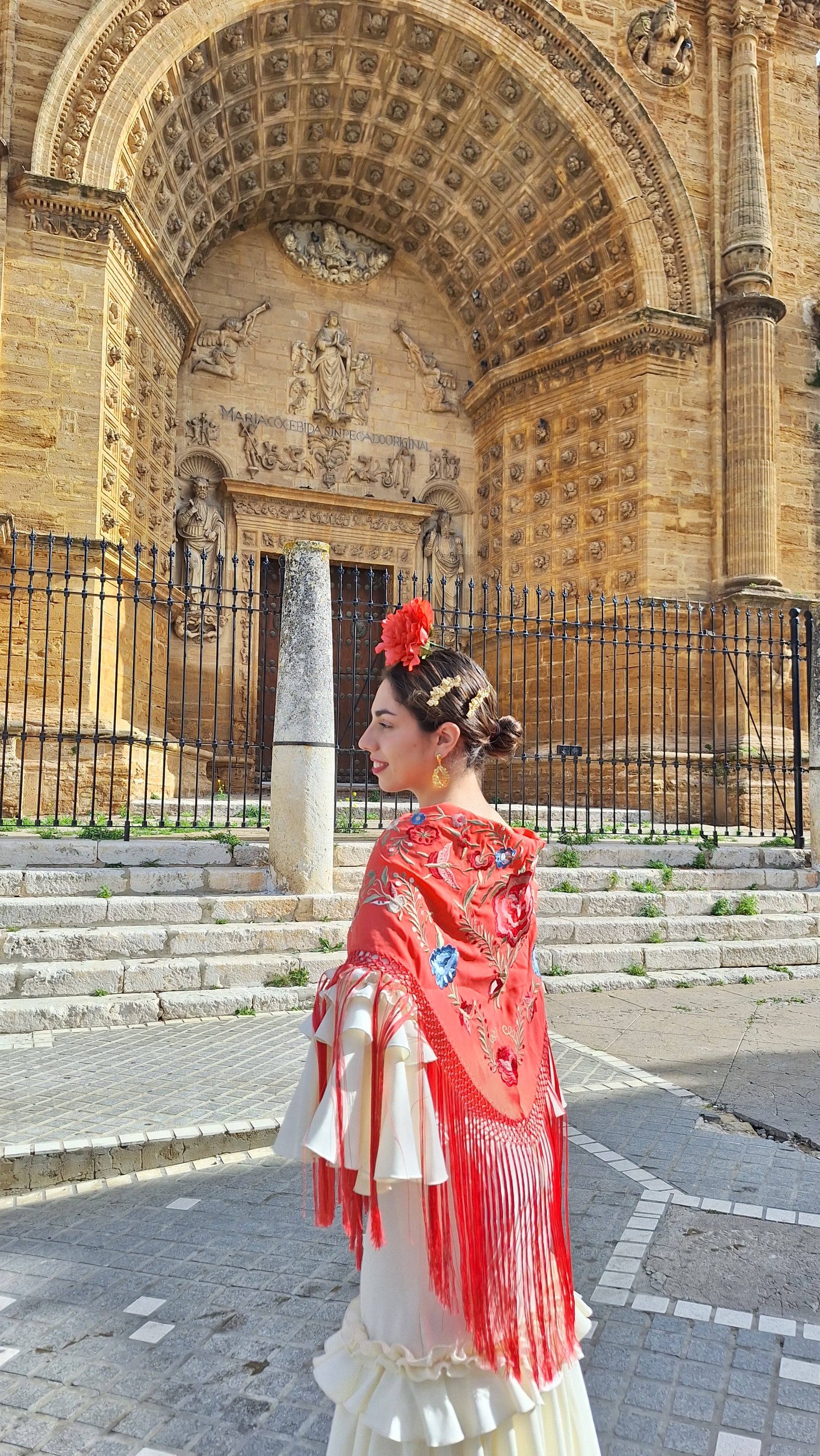 Mantoncillo de flamenca Coral