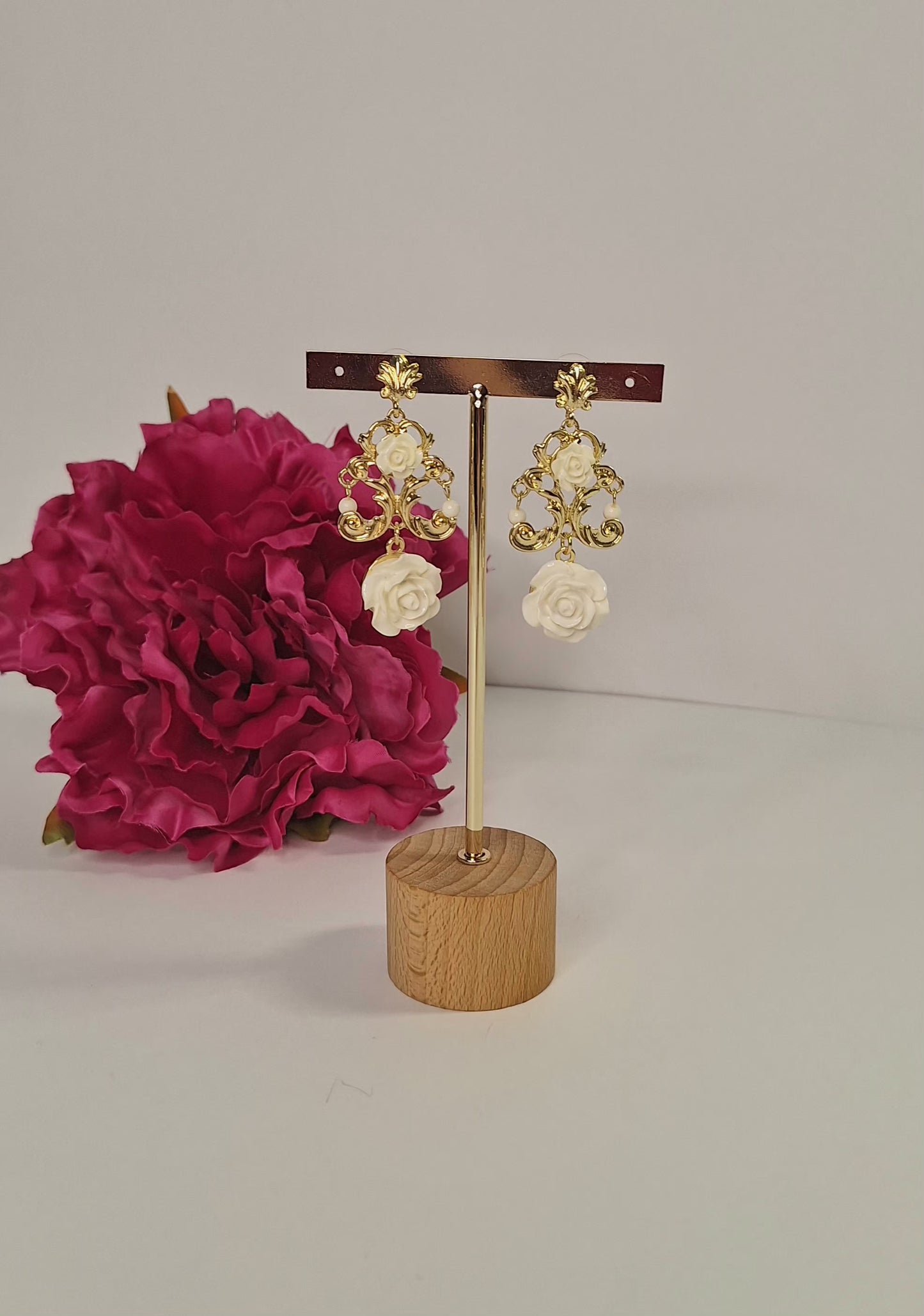 Pendientes de flamenca Rosalía hueso