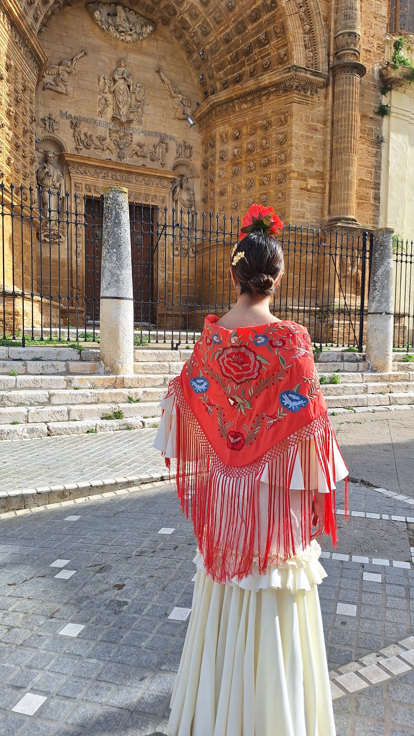 Mantoncillo de flamenca Coral